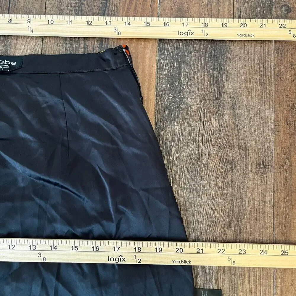 Bebe Maxi Skirt Pleated Chiffon Flowy Boho Colorful Bohemian Size 8 Black Multi